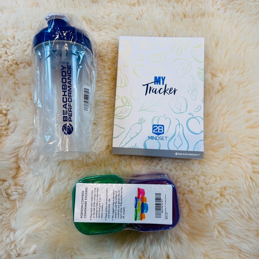 Portion Control Containers, Shaker Cup & 2B Mindset My Tracker